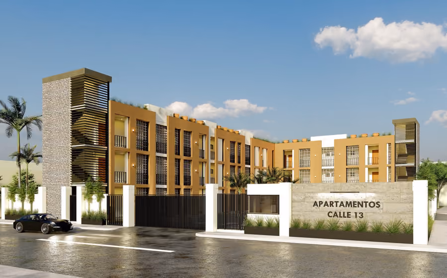 Render exterior de proyecto residencial, ejemplo de renders arquitectónicos para Querétaro